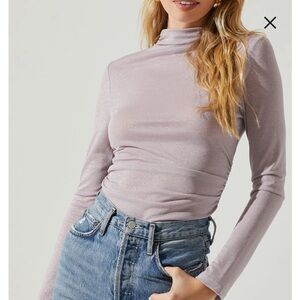 Lavender shimmery metallic Long Sleeve Turtleneck Top S